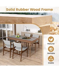 Gouun Modern Padded Dining Chairs Set of 2 with Rubber Wood Legs and Linen Seat