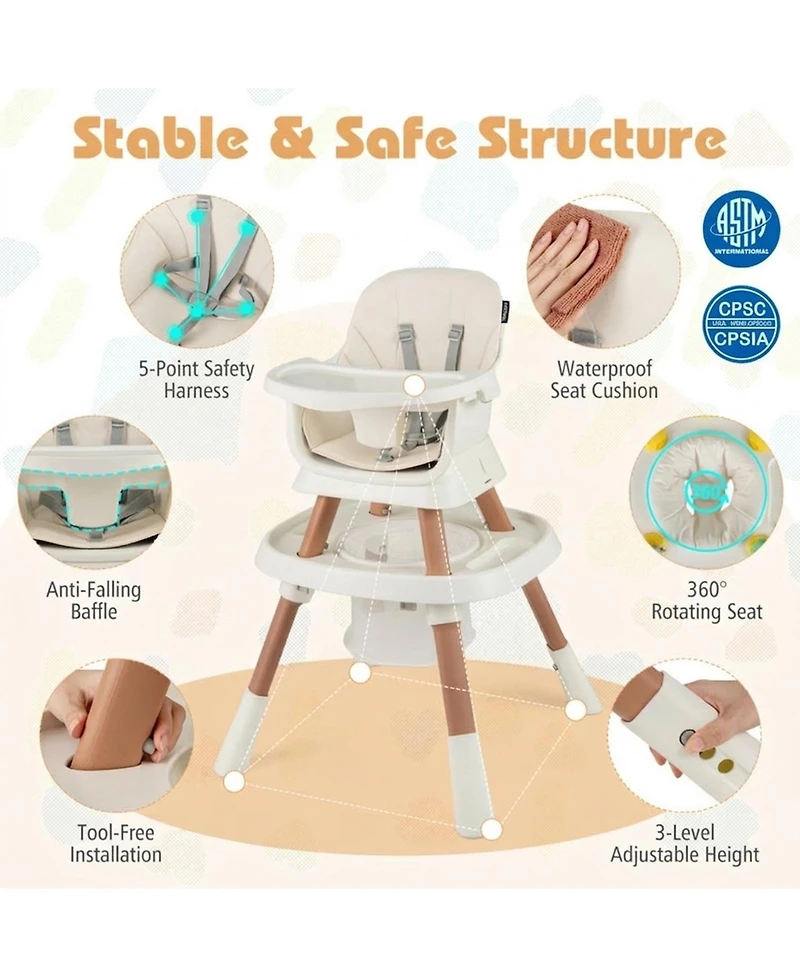 Gouun Baby 16-in-1 High Chair with 360-Degree Activity Center and Booster Seat