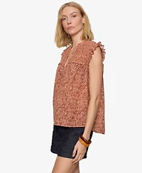Sanctuary Petite Free Feeling Smocked Sleeveless Blouse