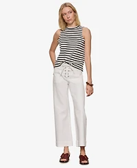 Sanctuary Petite Sleeveless Striped Campari High-Neck Tank Top