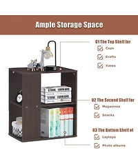 Gouun 3-Tier Side Table with Open Storage Shelves and Foot Pads