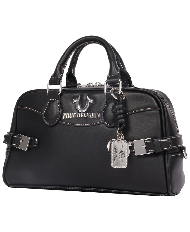 True Religion Brooks Smooth Pu Belted Satchel - Women s Top Handle with Detachable Crossbody Strap