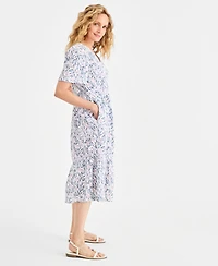 Style & Co Women's Printed Cotton Gauze Tiered Button-Front Midi Dress, Macy's Exclusive