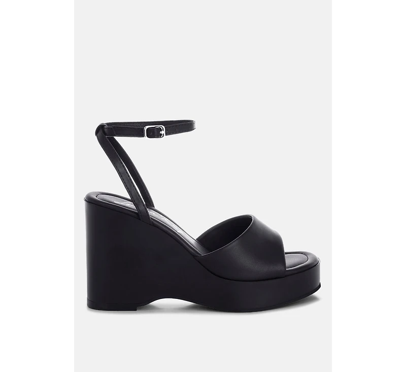 London Rag Women's Sangria Solid Platform Faux Leather Wedges