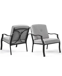 Gymax 2PCS Metal Chairs Outdoor Dining Seat Heavy Duty w/ Cushions Garden Patio
