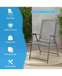 Gymax 4PCS Patio Portable Metal Folding Chairs Dining Chair Set Poolside Garden