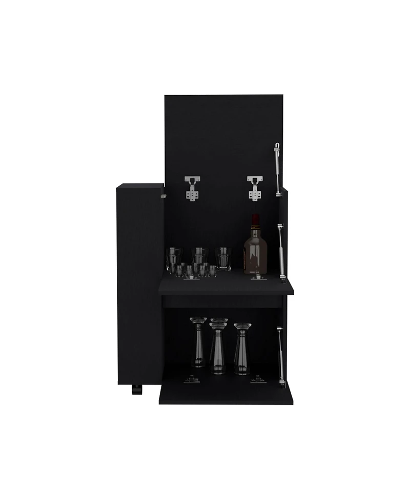 Flynama Bar Cart with Two Pull-Down Door Cabinets and Two Open Shelves