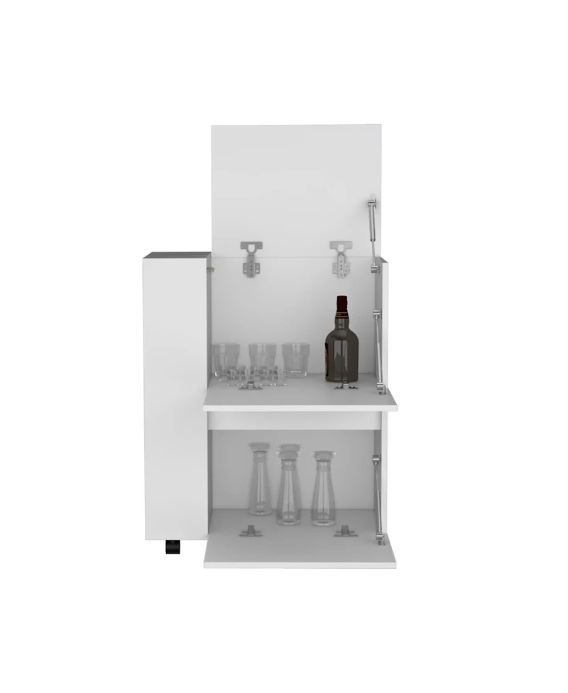 Flynama Bar Cart with 2 Pull-Down Door Cabinets and 2 Open Shelves, 32.2"H Rolling Cart