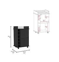 Flynama Wengue 2-Tier Glass Door Bar Cart with 6 Cubbies and Lockable Wheels