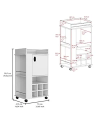 Flynama Bar Cart 4.4" W x 16.34" D with 4 Cabinets with Casters Neutral Finish