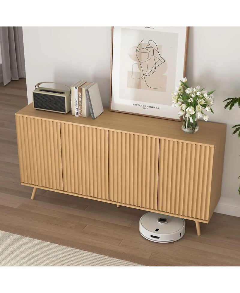 Flynama Bar Cabinet 15.55" W with 9 Cabinets Natural Finish