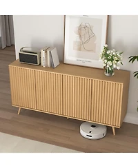 Flynama Bar Cabinet 15.55" W with 9 Cabinets Natural Finish