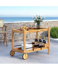 Flynama Bar Cart 31.50" H x 42.75" W x 22.00" D with 1 Shelf with Casters Natural Finish