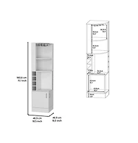 Flynama Bar Cabinet 17.0" H x 17.1" W with 2 Cabinets, 1 Shelf 8 Rack White Finish