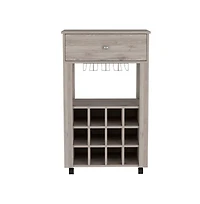 Flynama Light Bar Cart with 12 Built-in Wine Rack, 8-Glass Rack and Spacious Drawer