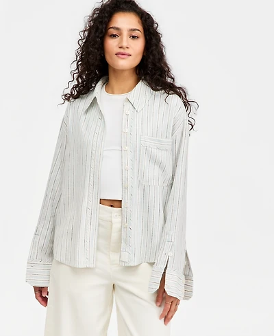 Free People Women's Striped Laurel Button-Front Shirt