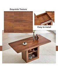 Sailvan Expandable Dining Table Chair Set, 59-71 Inch Pull-Out Mdf with Linen-Cotton Chairs