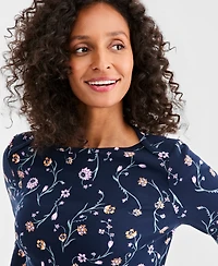 Style & Co Petite Cotton Delicate Bloom Top, Macy's Exclusive