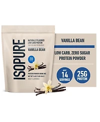 Isopure Low Carb Pure Whey Isolate Protein Powder, Lactose Free, Gluten Free, With Vitamins, Vanilla Bean, 25g Protein Per Serving, 14 Servings