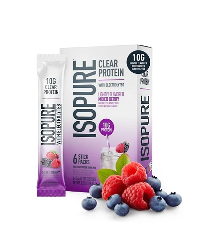 Isopure Protein Water Stickpacks Mixed Berry, 6 Count