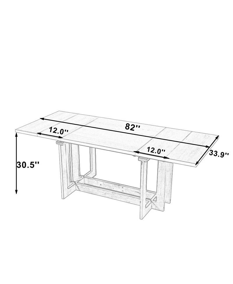Streamdale Furniture Rustic 82" Extendable Dining Table with Two 12" Removable Leaf