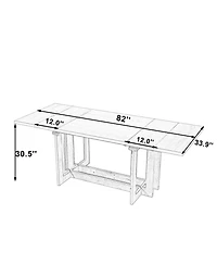 Streamdale Furniture Rustic 82" Extendable Dining Table with Two 12" Removable Leaf