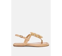 London Rag Women's Salwa Floral Applique Thong Sandals