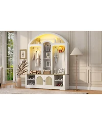 Streamdale Furniture Multi-functional wardrobe with shoe racks, hangers, and hooks.