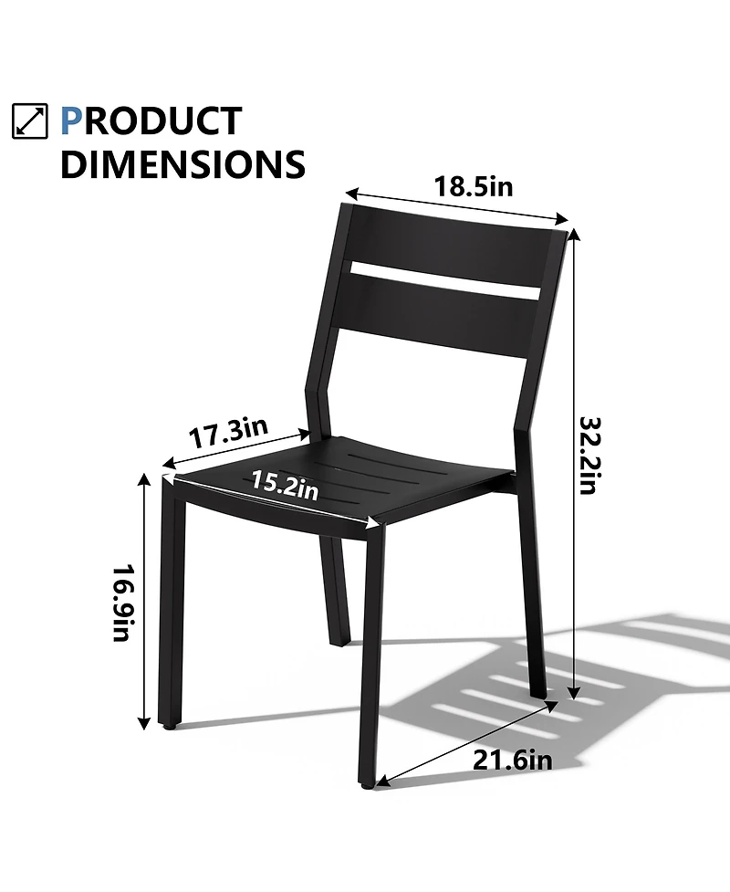 Pellebant Outdoor Patio All-Weather Dining Chairs Set Aluminum Stackable Chairs