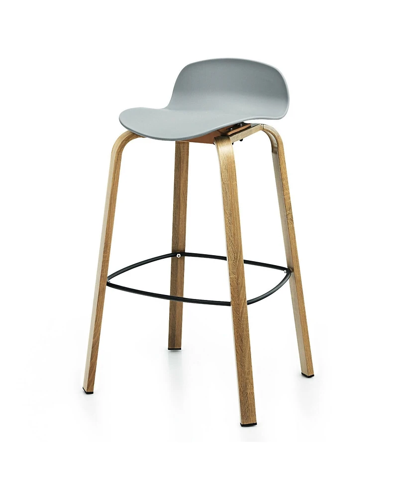 Gymax Modern Set of 2 Barstools 30inch Pub Chairs with Low Back and Metal Legs