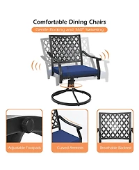 Gymax 4PCS Patio Swivel Dining Chairs Lattice Rocker Cushioned Armrest