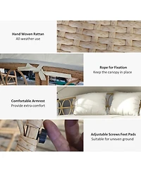 Outsunny Patio Furniture Set w/ Cushions, Outdoor Daybed w/ Canopy,