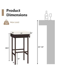 Gymax Patio Rattan Barstools Set of 2 Outdoor Wicker Bar Height Chairs with Footrest and Soft Cushions