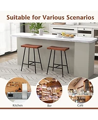 Gymax Saddle-Seat Bar Stool 2 Set Counter Height Bar Stools with Curved Seat Surface