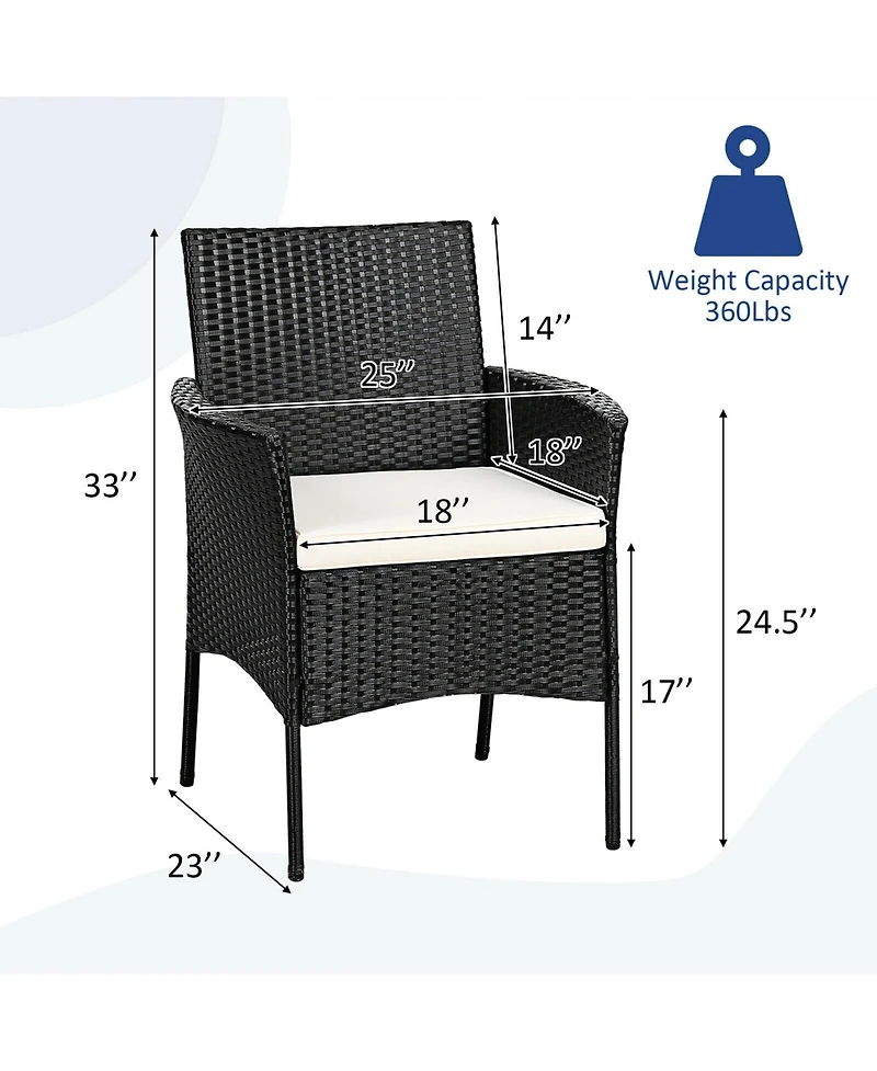 Gymax 4PCS Patio Rattan Arm Dining Chair Cushioned Sofa Furniture