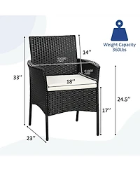 Gymax 4PCS Patio Rattan Arm Dining Chair Cushioned Sofa Furniture