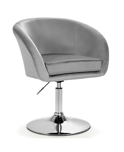Gymax Modern Velvet Chair Height Adjustable Bar Stool Swivel Makeup Seat