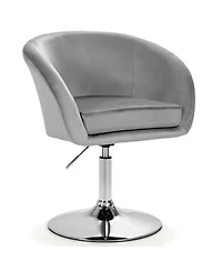 Gymax Modern Velvet Chair Height Adjustable Bar Stool Swivel Makeup Seat