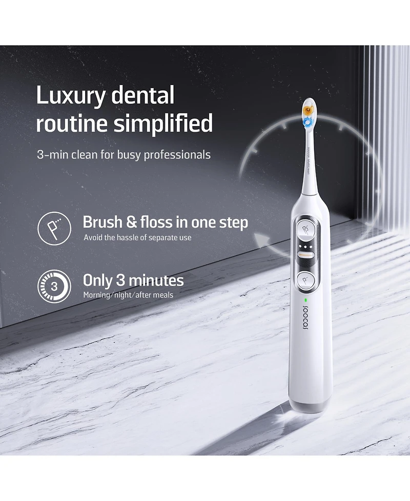 Soocas Neos Ii Electric Toothbrush with Water Flosser, Sonic Electric Toothbrush for Adults, Cordless Water Flosser for Travel