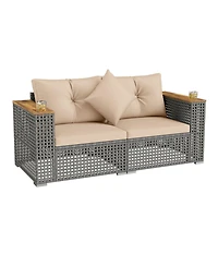2-Piece Patio Corner Sofa Set with Thick Cushions