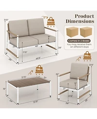 Sugift 4-Piece Patio Furniture Set with Thick Cushions and Table