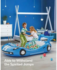 Qpau Inflatable Toddler Travel Bed with Sides, Portable Toddler Air Mattress for Travel and Home Use, Hand Pump Included