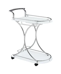 Flynama 2-Tier Glass Shelf Metal Bar Cart with Stemware Rack