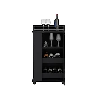 Flynama Bar Cart with Casters, Glass Door and 2-Side Shelf for Home Entertainment