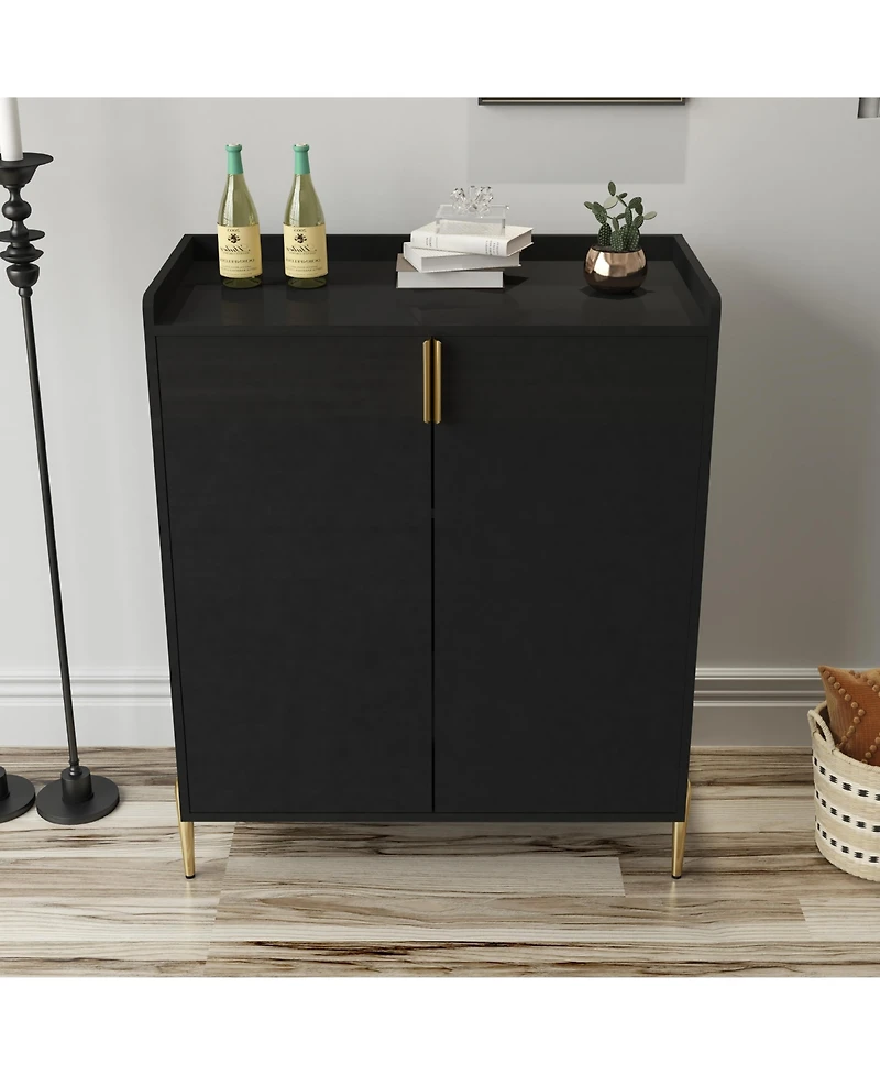 Flynama Black Home Cabinet with Adjustable Shelf