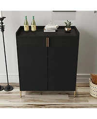 Flynama Black Home Cabinet with Adjustable Shelf