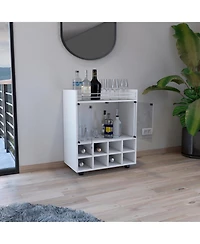 Flynama Bar Cart with 8-Bottle Rack, Double Glass Door Cabinet and Aluminum Top