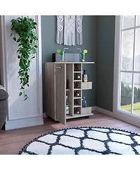 Flynama Bar Cart with 2 Cabinets with Casters Neutral Finish