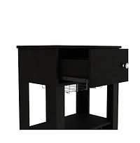 Flynama Wengue Bayamon Bar Cart with 12 Wine Cubbies, 4 Legs and 1 Open Shelf