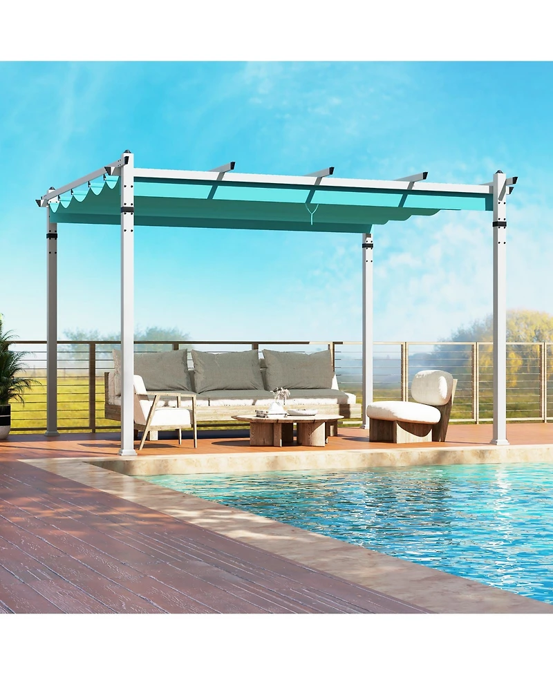 Gouun 12 x 10 ft Outdoor Pergola with Retractable Canopy and Aluminum Frame